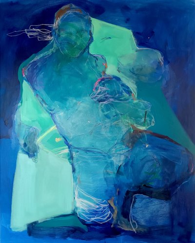 I stilhed folder vi os ud: Echoes of Feeling, 2025 (akryl og pastel på lærred) af Madgalena Morey