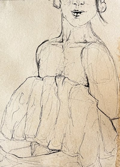 Skitse af en eftertænksom figur af Madison Phipps
