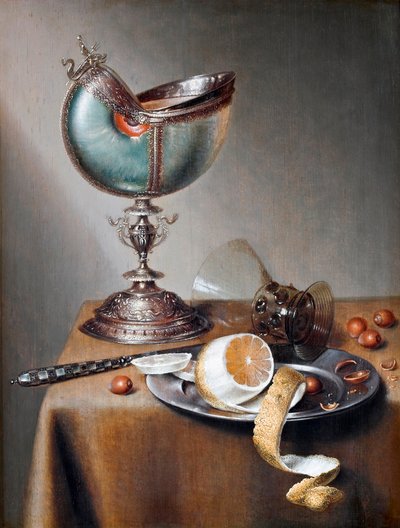 ""Nature morte a la coupe nautile"" (Still-Life with Nautilus Cup) Peinture de Marten Boelema de Stomme (1611-1644) - Olie på træ Dim 50x38 cm Hallwylska Museet, Stockholm af Maerten Boelema de Stomme