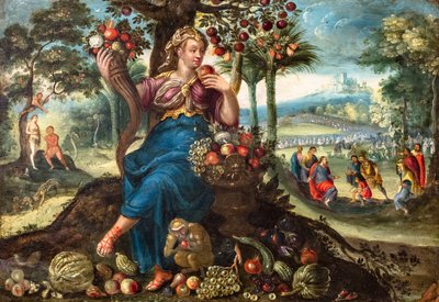 Allegori om smag, ca. 1585-89 (Olie på kobber) af Maerten De Vos
