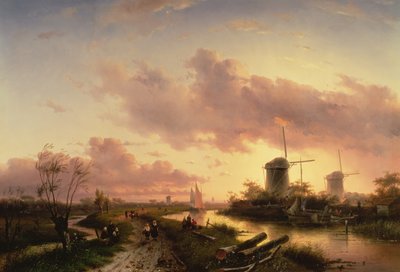 En flodmunding med figurer, der reparerer en båd, 1600-tallet af Maerten Fransz van der Hulst