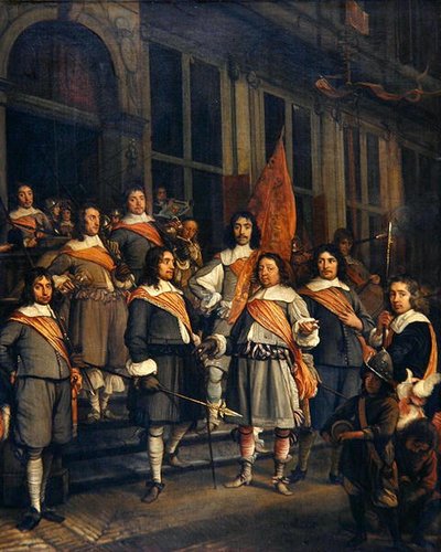 Et selskab af Haag Arquebusiers af Maerten Lengele