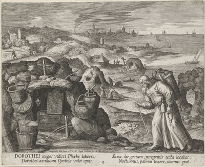 Sankt Dorotheus af Gaza som eremit, 1600. af Maerten Vos de