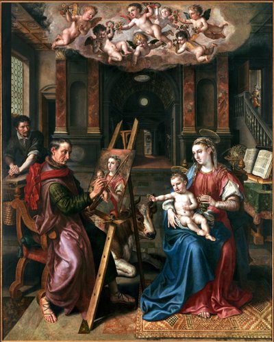 Sankt Lukas tegner jomfruen, 1602. af Maerten Vos de