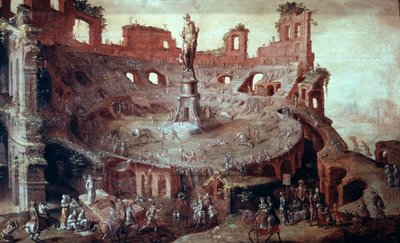 Tyrefægtning en antik, 1552. af Maerten van Heemskerck