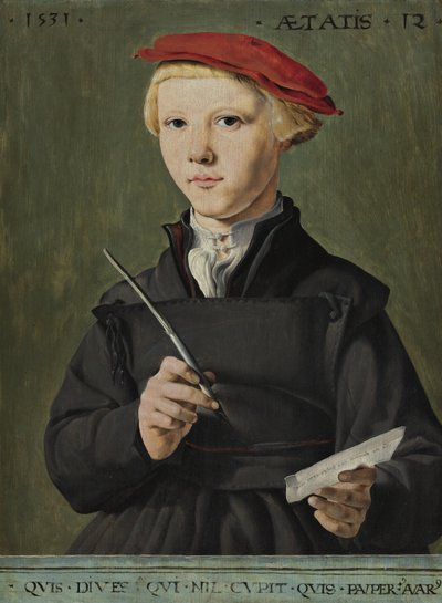 Portræt af en ung skoledreng af Maerten van Heemskerck