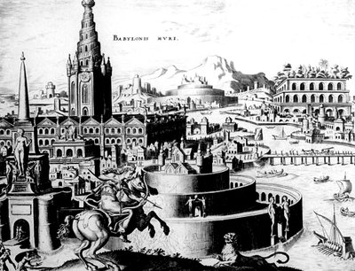 The Walls of Babylon, plade 7 fra The Eight Wonders of the World, eng. Philips Galle af Maerten van Heemskerck