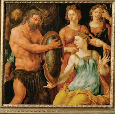 Vulcan overrækker Thetis skjoldet til Achilleus (maleri på egetræ) af Maerten van Heemskerck