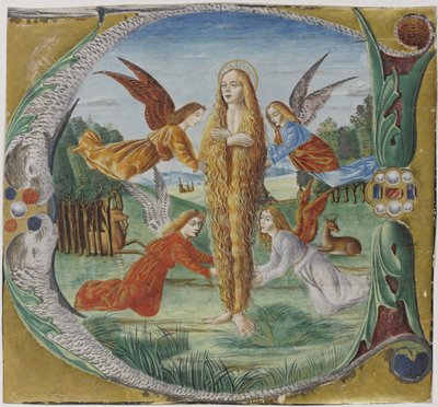 Sankt Maria Magdalena omgivet af engle af Maestro del Salomone Wildenstein