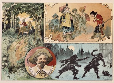 Cyrano de Bergerac, illustration af Cyrano de Bergeracs roman: "Den anden verden" af Henri Maigrot