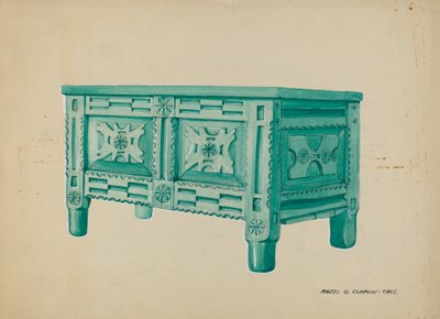 Bryst til beklædning eller tæpper, ca. 1937. af Majel G. Claflin