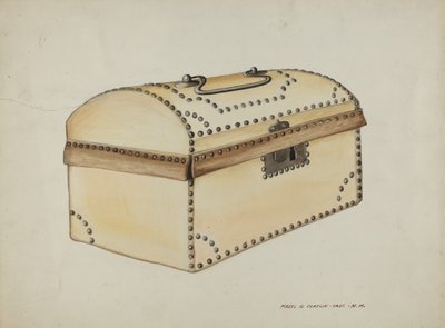 Læderbeklædt æske, ca. 1937. af Majel G. Claflin