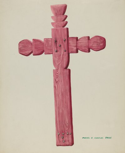 Røde trækors brugt som gravsten, ca. 1937. af Majel G. Claflin