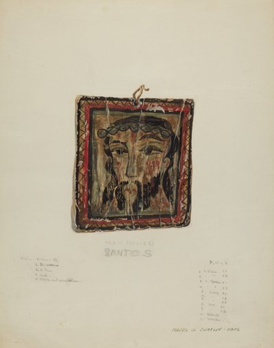 Lille Christo Head - Retablo, ca. 1940. af Majel G. Claflin