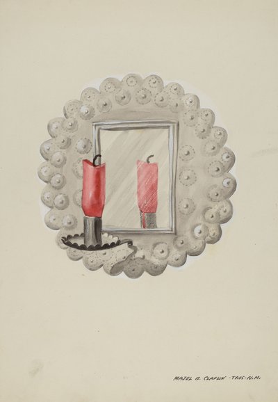 Blikspejl lyslampe, ca. 1937. af Majel G. Claflin