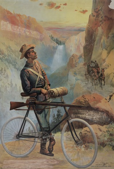 Golden Gate, solnedgang i Yellowstone Park, ca. 1897 (kromolitografi) af Major and Knapp Sarony
