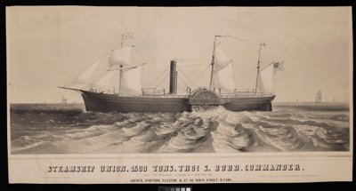 Steamship Union. 1500 tons, Thos S. Budd, kommandør. Bygget for Spofford Tileston  Co 1851 af Major and Knapp Sarony