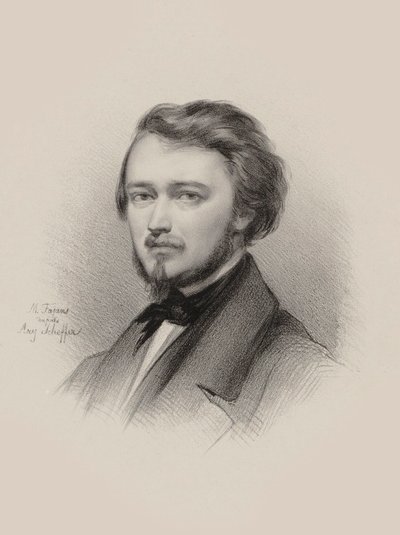 Portræt af violinisten og komponisten Hubert Léonard 1819-1890, 1850. af Maksymilian Fajans