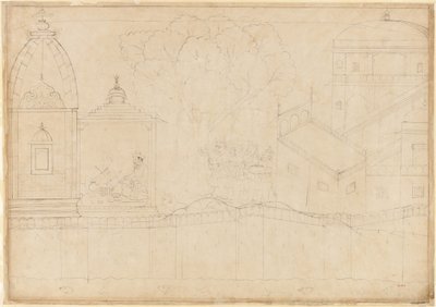 Indrajit kommer med tilbud: Folio fra Siege of Lanka-serien, ca. 1725. af Manaku