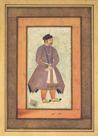 Portræt af Akbar den store 1542-1605, Mughal Emperor, anden halvdel af det 16. århundrede. af Manohar