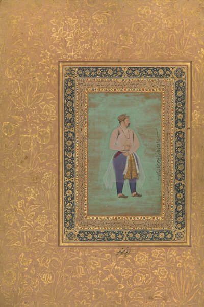 recto: Portræt af Prince Danyal, Folio fra Shah Jahan Album, recto: slutningen af det 16. århundrede. af Manohar