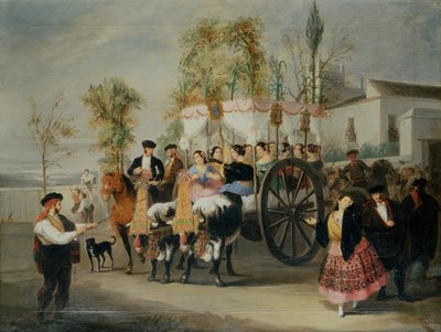 En procession (olie på lærred) af Manuel Cabral y Aguado Bejarano