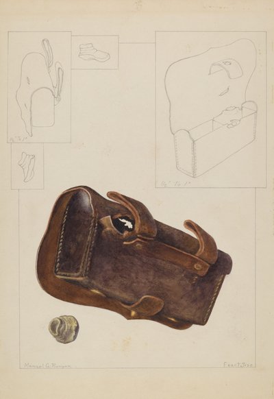 Patronboks og kugle, ca. 1937. af Manuel G. Runyan