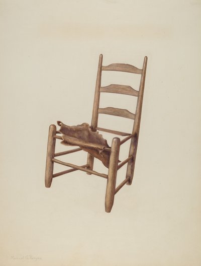 Håndlavet stol - Rawhide Seat, ca. 1939. af Manuel G. Runyan