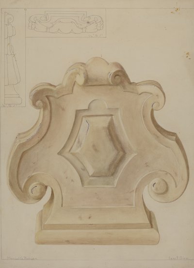 Marmor ornament fra toppen af kaminhylden, ca. 1937. af Manuel G. Runyan