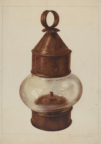 Gadehængende lampe, ca. 1938. af Manuel G. Runyan