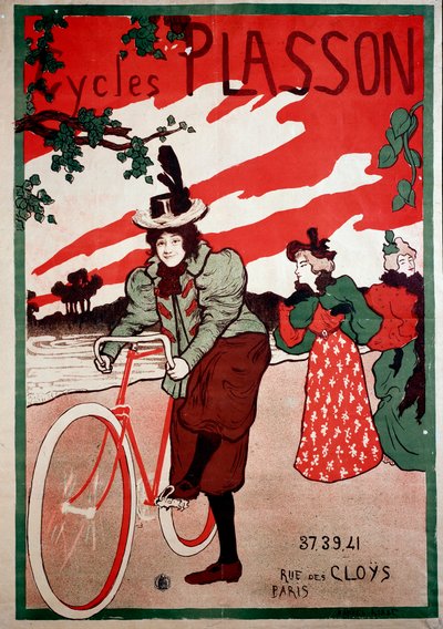 Belle Epoque: reklameplakat for cykler (cykler) Plasson. Plakat af Manuel Robbe (1872-1936) Privat samling af Manuel Robbe