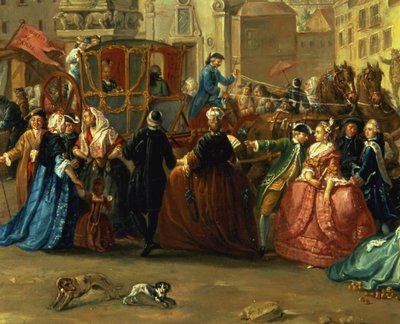 Madrid-messen på Plaza de la Cebada (olie på lærred) (detalje af 106419) af Manuel de la Cruz y Cano