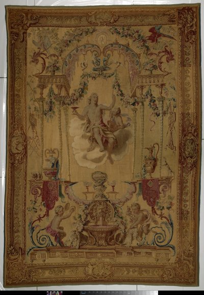 Tapet med Bacchus som personificeringen af ​​efteråret Portières des dieux (serietitel) af Manufacture Royale des Gobelins