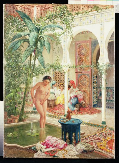 Kvinder i Harem ved poolen af Marc Alfred Chataud