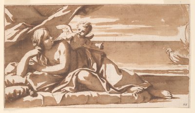 Undersøgelse af et overdørsmaleri, Ariadne, der ser på Bacchus