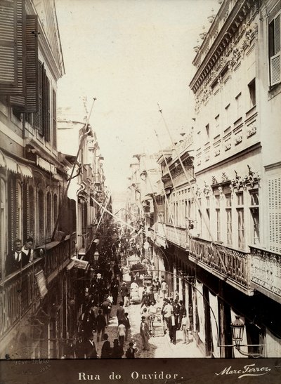 En gade i Ouvidor, Brasilien af Marc Ferrez