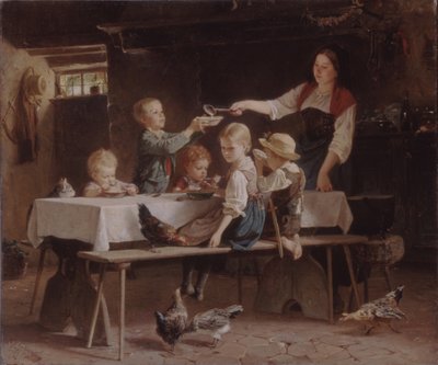 Børn til frokost, 1857 af Marc Louis Benjamin Vautier the Elder