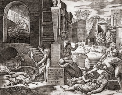 Pesten (gravering) af Marcantonio (after) Raimondi