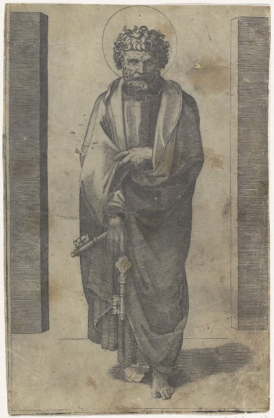 Apostlen Peter med nøgler Kristus og apostlene (serietitel) af Marcantonio Raimondi