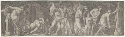 Bacchanal med beruset Bacchus og satyrer og maenads af Marcantonio Raimondi