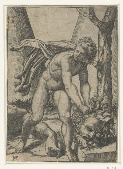 David med Goliats hoved af Marcantonio Raimondi