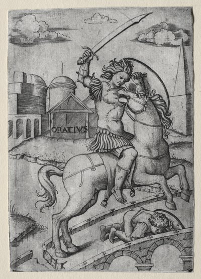Horatius Cocles forsvarer Sublician Bridge af Marcantonio Raimondi
