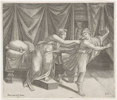 Josef og Potifars hustru af Marcantonio Raimondi