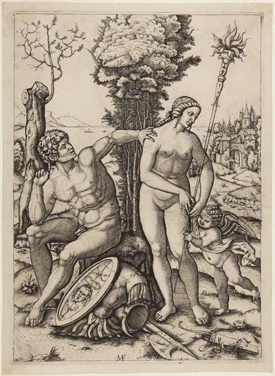 Mars, Venus og Amor af Marcantonio Raimondi