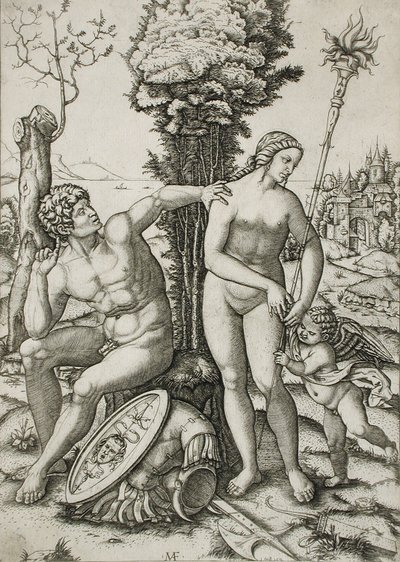 Mars, Venus og Amor af Marcantonio Raimondi