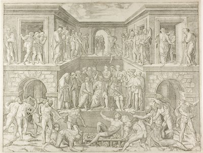 Saint Lawrences martyrium af Marcantonio Raimondi