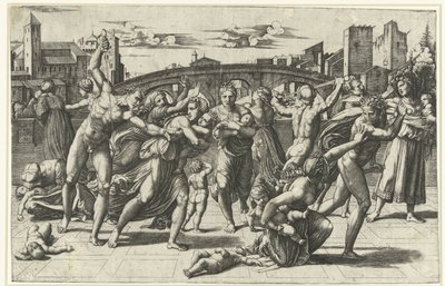 Massakren på de uskyldige Kindermoord te Betlehem af Marcantonio Raimondi