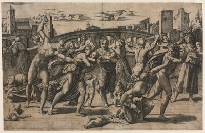Massakren på de uskyldige med grantræet, ca. 1511-1512. af Marcantonio Raimondi