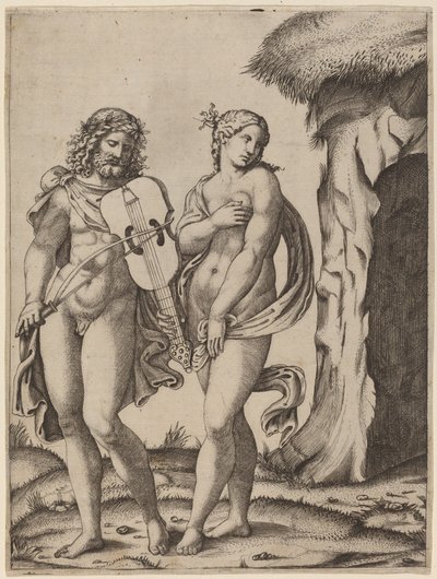 Orfeus og Eurydike af Marcantonio Raimondi