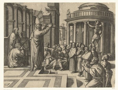 Paulus prædiker i Athen af Marcantonio Raimondi